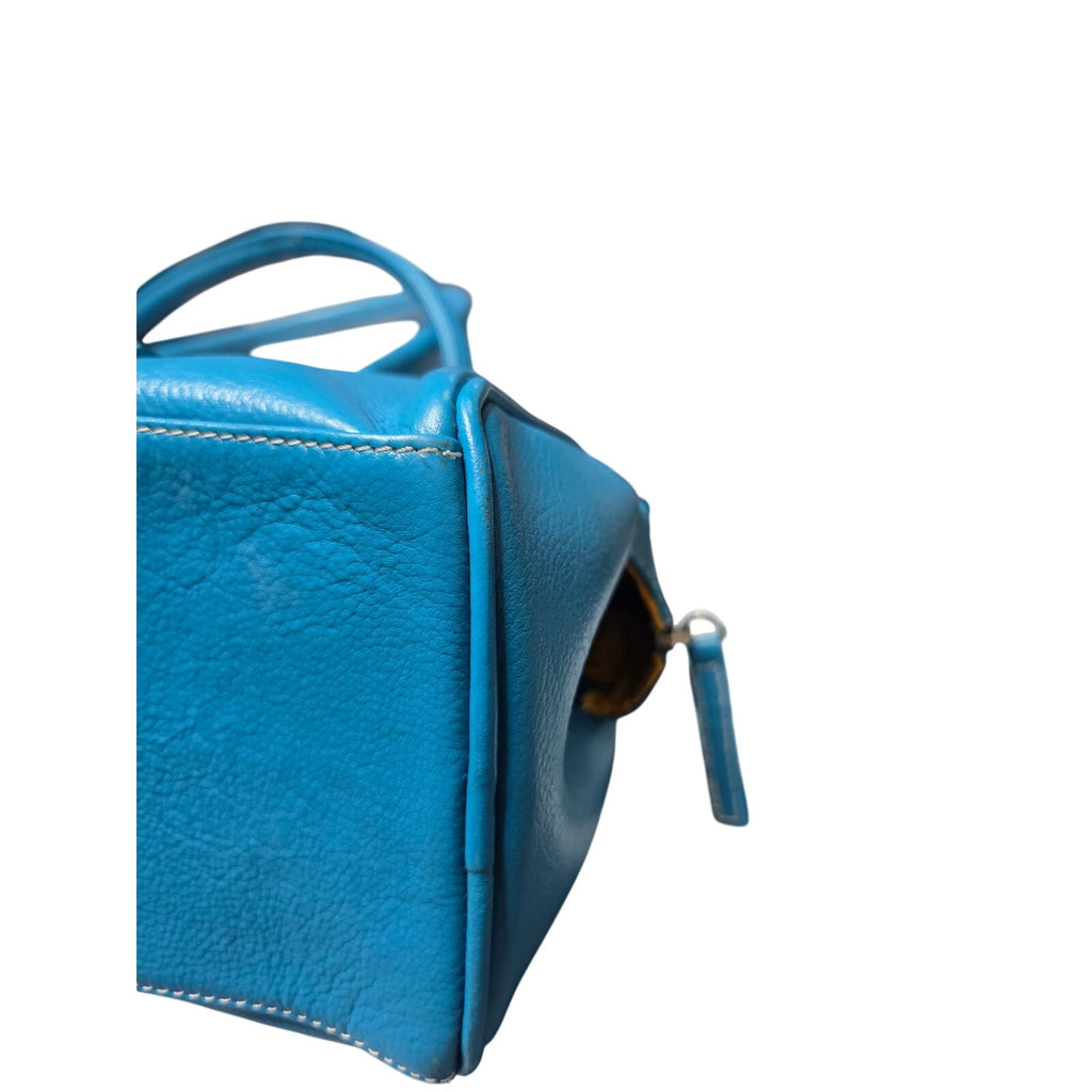 Blue Genuine Leather Cargo Bag