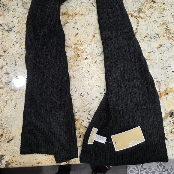 NWT Michael Kors Ribbed Knit Scarf with Silver Tone Logo & Ebellishments4