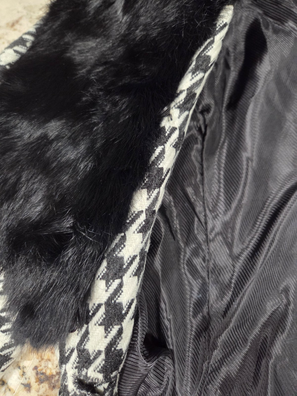 Dalia Black And White Pea Coat With Removable Faux Fur Collar Size 89