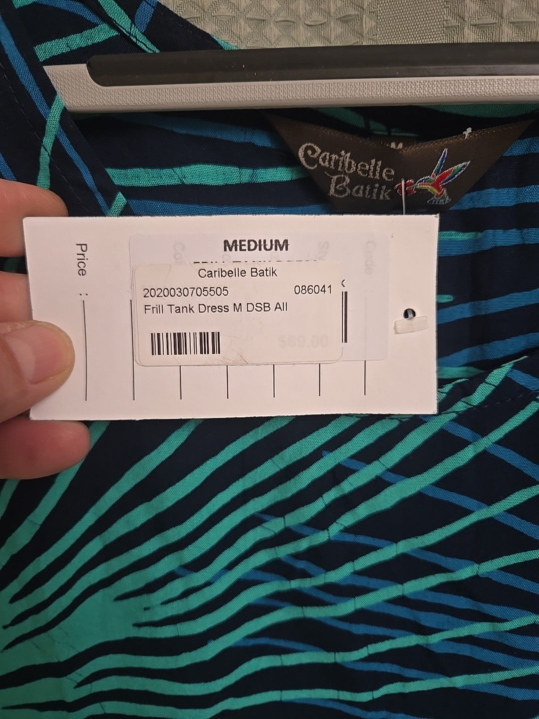NWT Caribelle Batik Frill Tank Dress Size M2