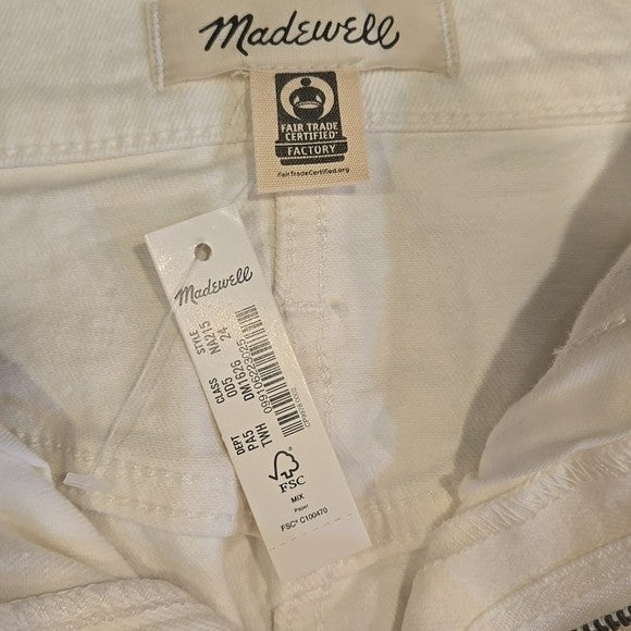 NWT Madewell Heritage Stretch Denim Straight Mini Skirt in Tile White Size 241