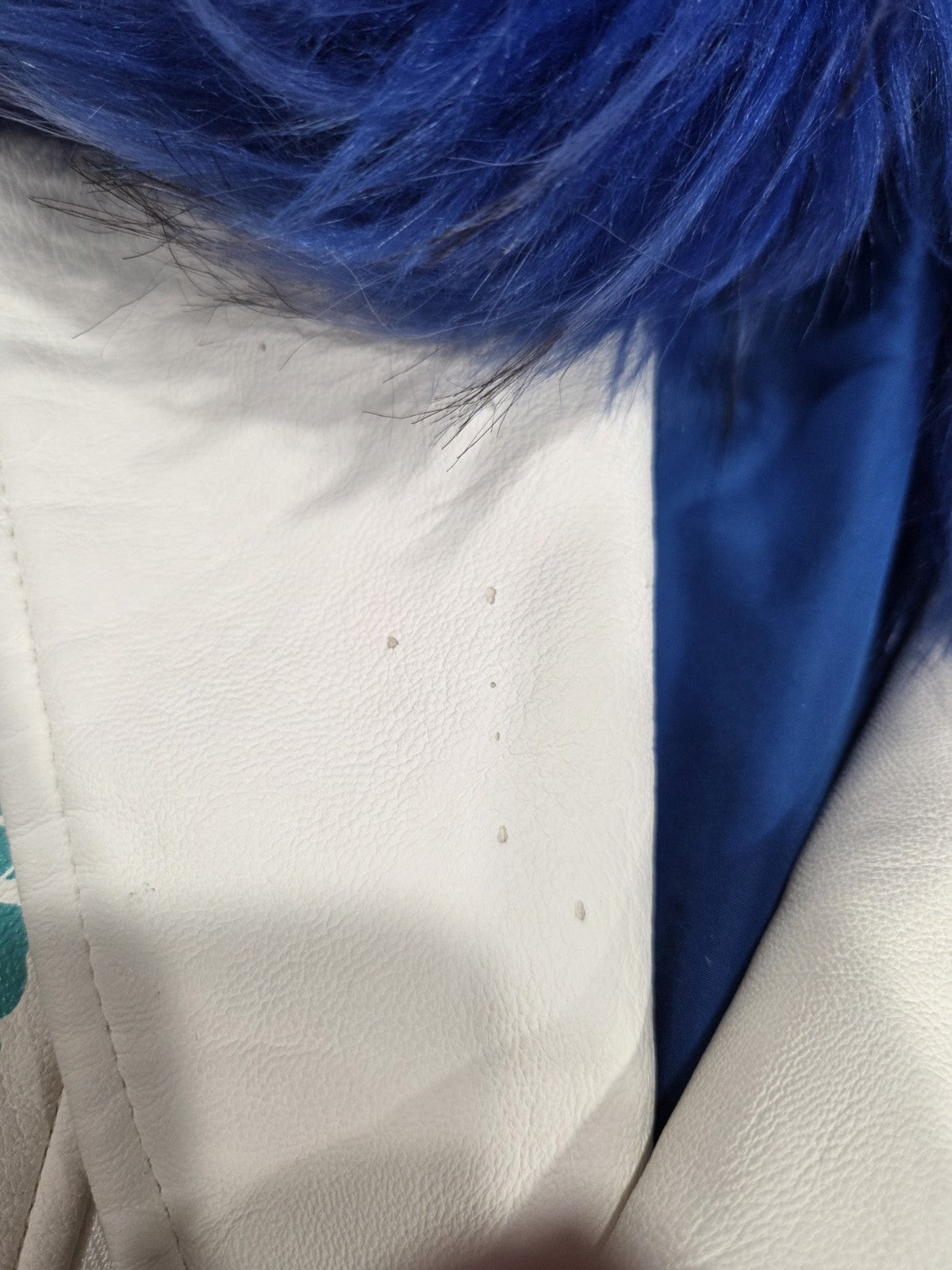 Men's Copper Rivet Cream Jacket With Removable Blue Faux Fur Collar Size M10
