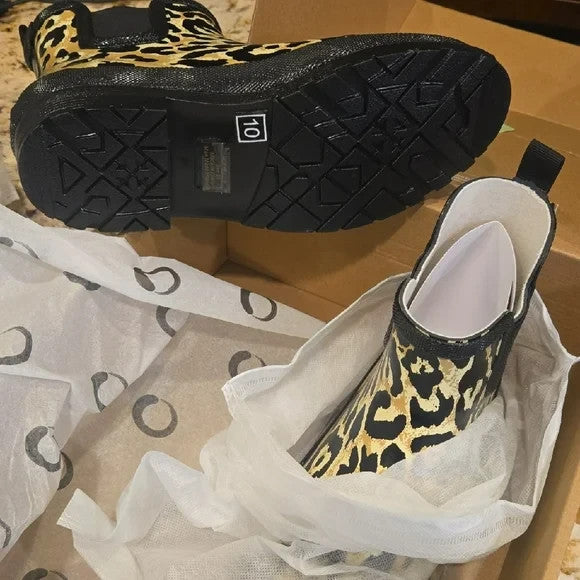 NWB Journee Collection Leopard Print Women's Rain Boots Size 102