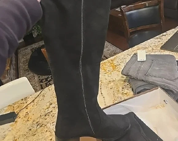 Azura Elegant Black Women's Boots with Black Rhinestones Women's Size 95