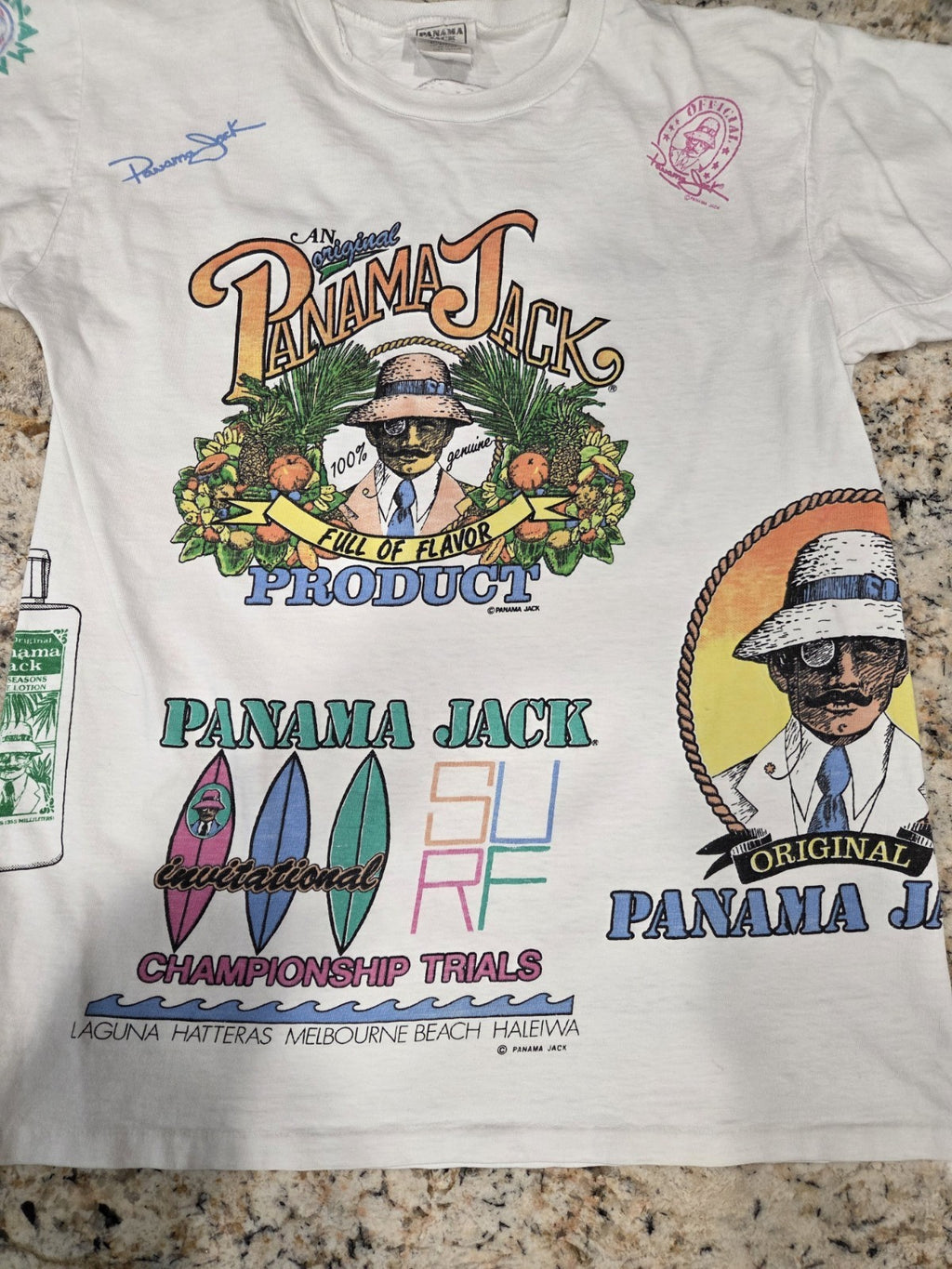 Rare VTG PANAMA JACK Championship Trials Invitational All Over T Shirt 90s OSFA0
