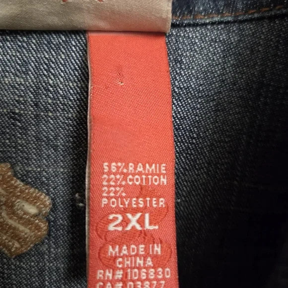 Vintage Rocawear Embroidered Y2K Denim Jacket Men's Size 2XL4