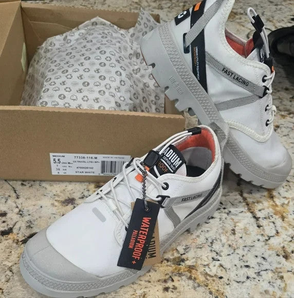 NIB Palladium Travel Lite Waterproof Drawstring Low Top Shoes Size W 7/M 5.50