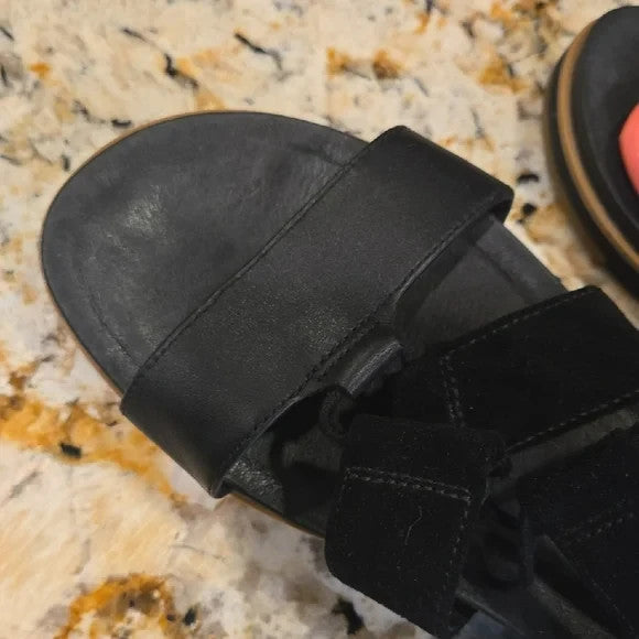 UGG Black and Pink Gladiator Sandals with Tassle Accents Womens Size 87