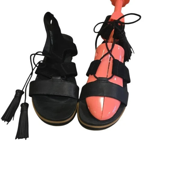UGG Black and Pink Gladiator Sandals with Tassle Accents Womens Size 81