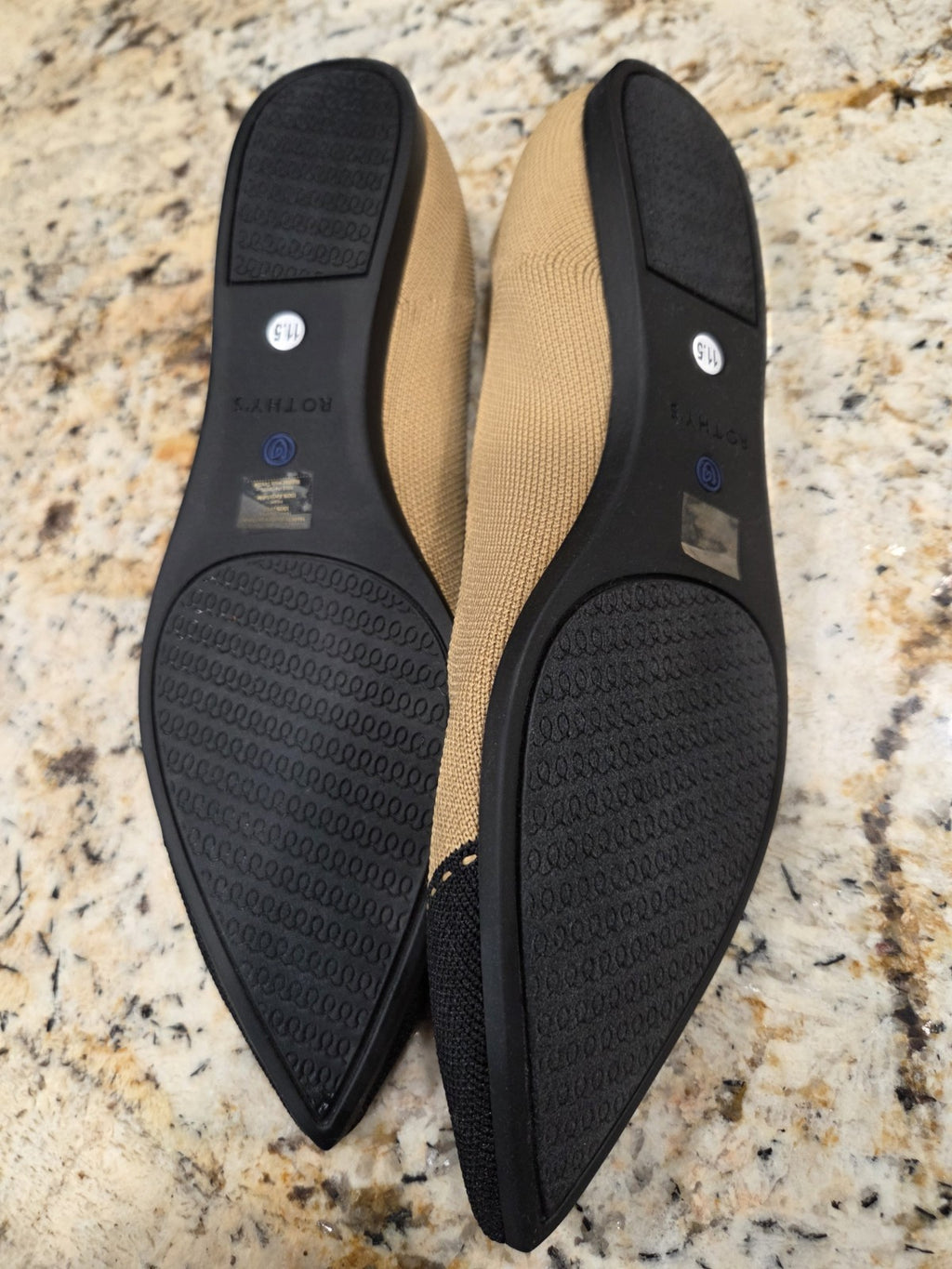 NWOB Rothy's Black/Tan Pointed Flats Women's Size 11.55