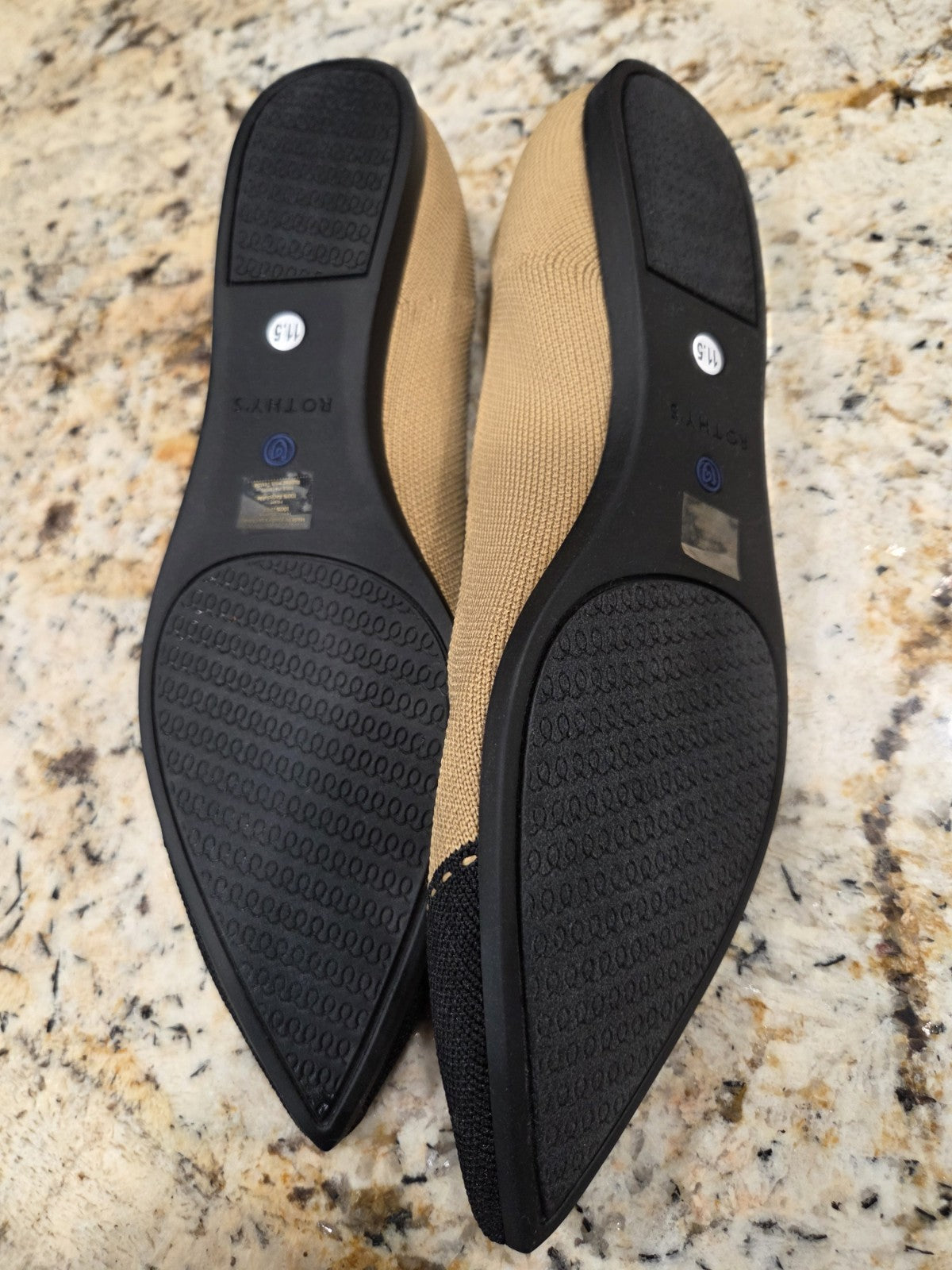 NWOB Rothy's Black/Tan Pointed Flats Women's Size 11.55