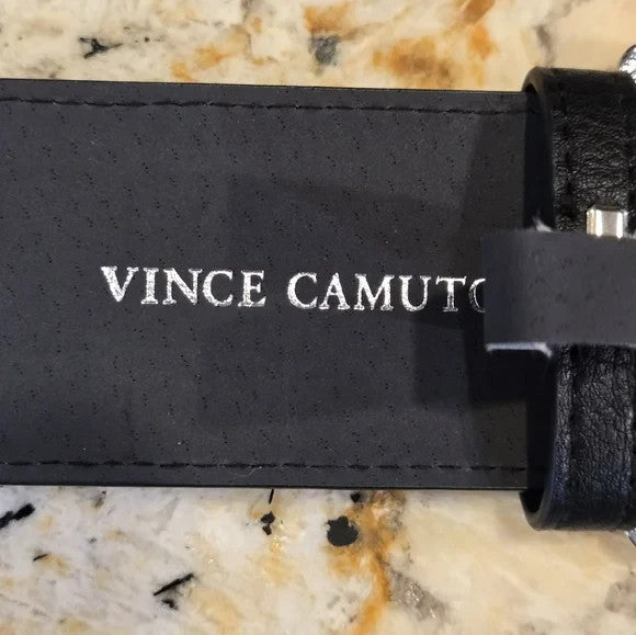 Vince Camuto Black Belt with Silver Tone Buckle Size M/L7