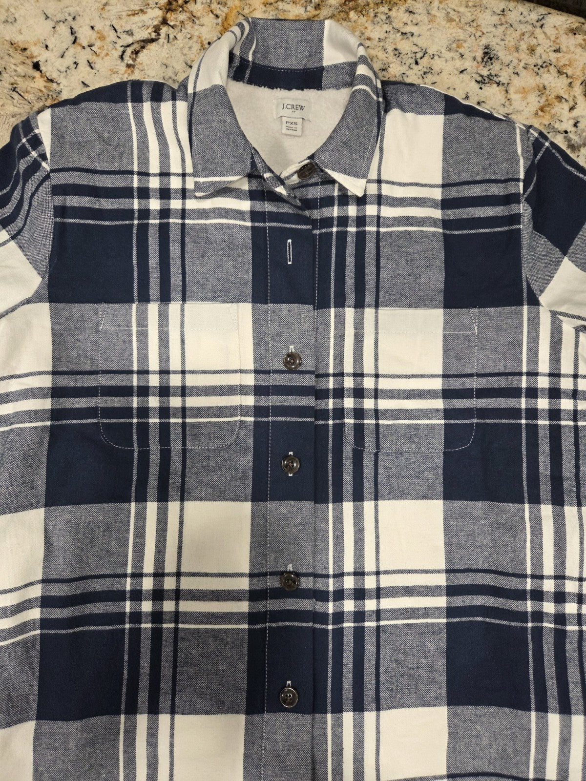 J. Crew 90's Plaid Sherpa Lined Shirt Jacket Women's Petite XS 0