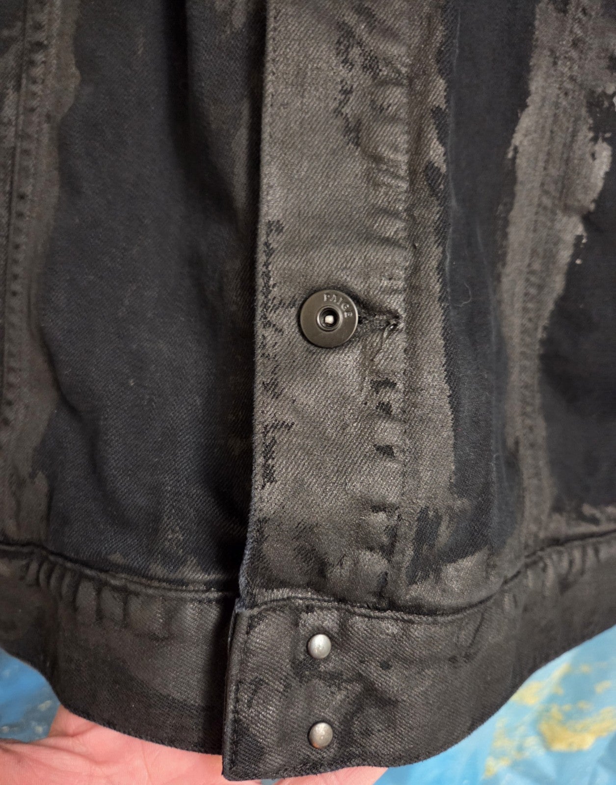 Paige Mens Black Distressed Jean Jacket Size Xl8