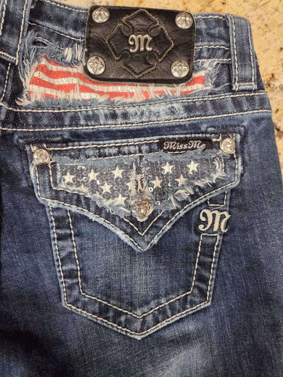 Miss Me Womens Jeans American Flag With Stars Signature Skinny Size 26x311