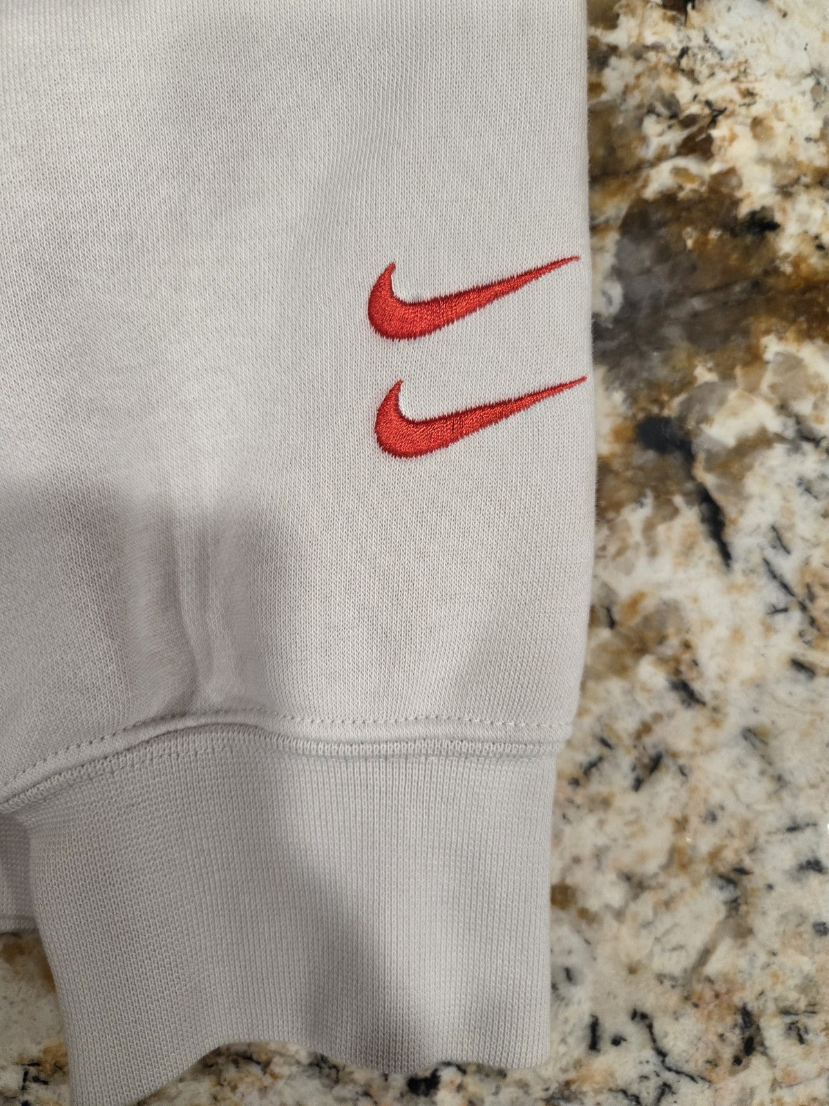 Nike Sweatshirt Men Tan Crewneck Sweater Double Swoosh History Spell Out Size Sm2