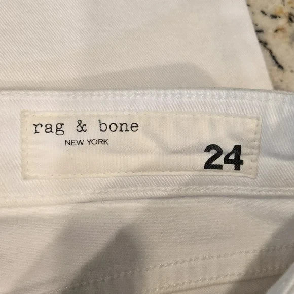 Rag & Bone White Dre Low Rise Slim Boyfriend Cropped Jeans Women's Size 242