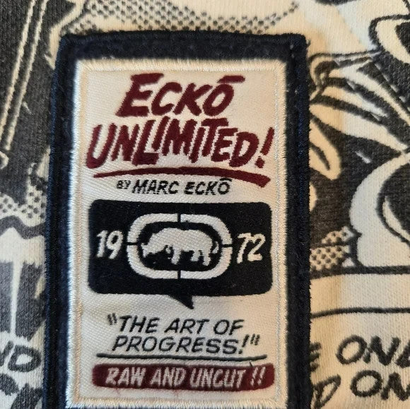 Ecko Unlimited Hoodie Vintage/Y2K Comic Book/Graffiti Print Size L2