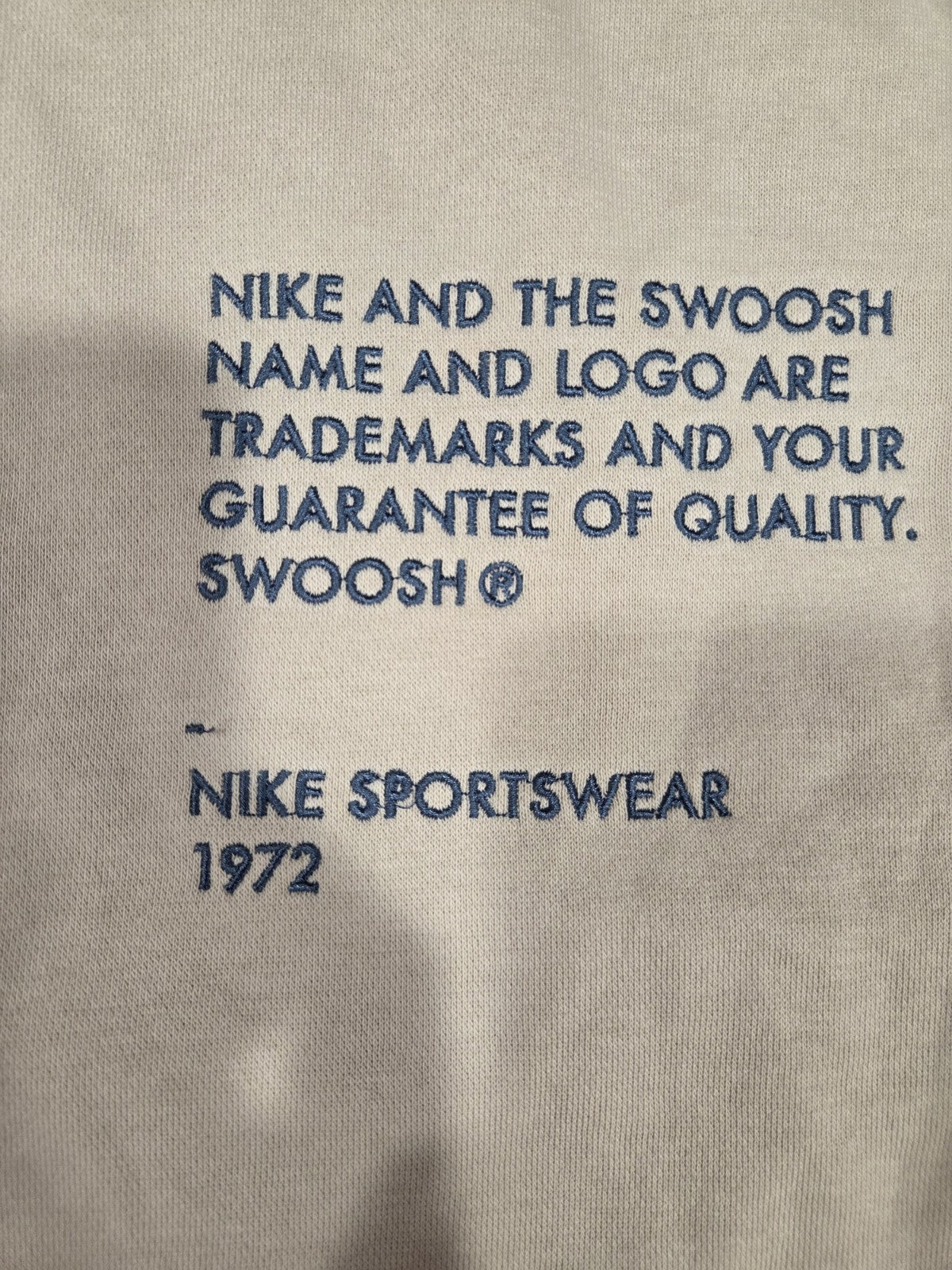 Nike Sweatshirt Men Tan Crewneck Sweater Double Swoosh History Spell Out Size Sm3