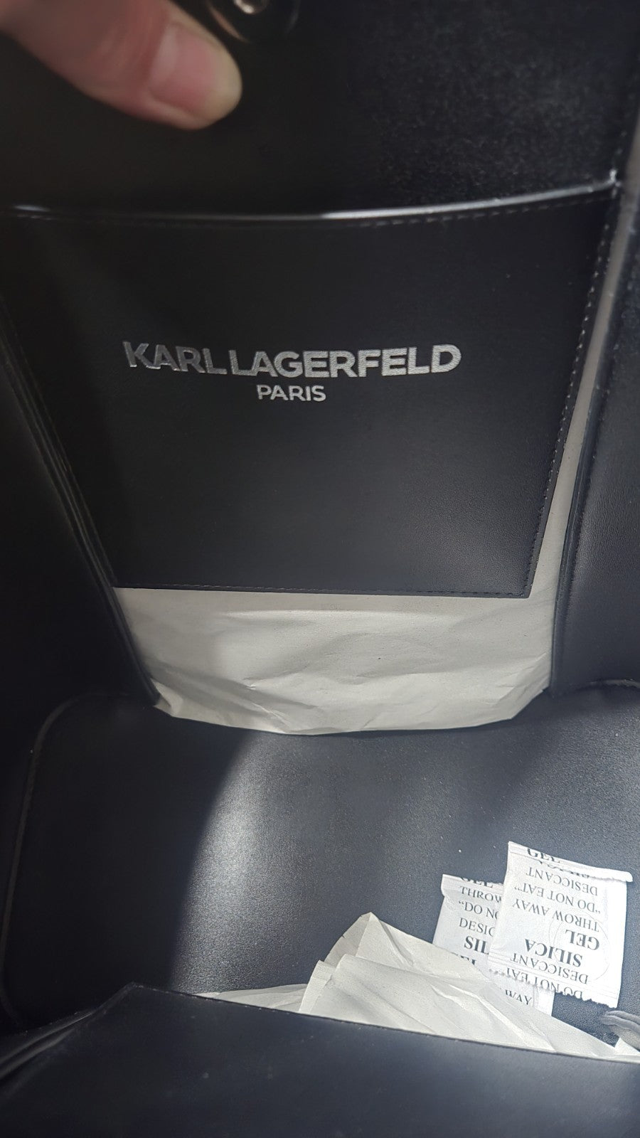 NWT Karl Lagerfield Black Leather Tote "Louise"4