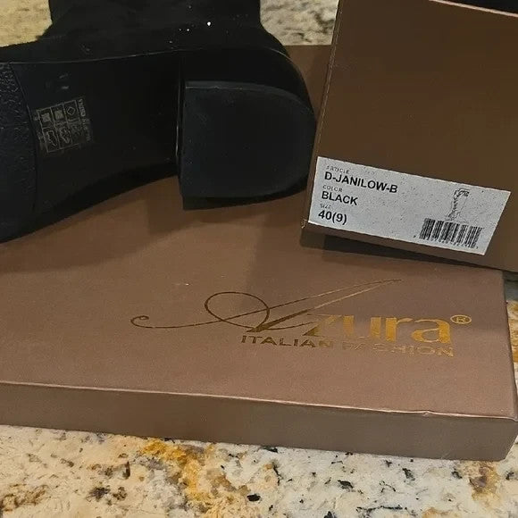 Azura Elegant Black Women's Boots with Black Rhinestones Women's Size 91