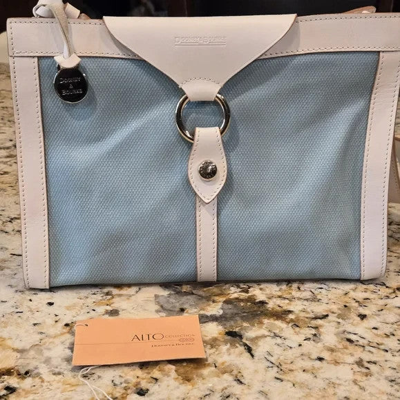 NWT Dooney & Bourke Blue and White Shoulder Bag with Modern Design0
