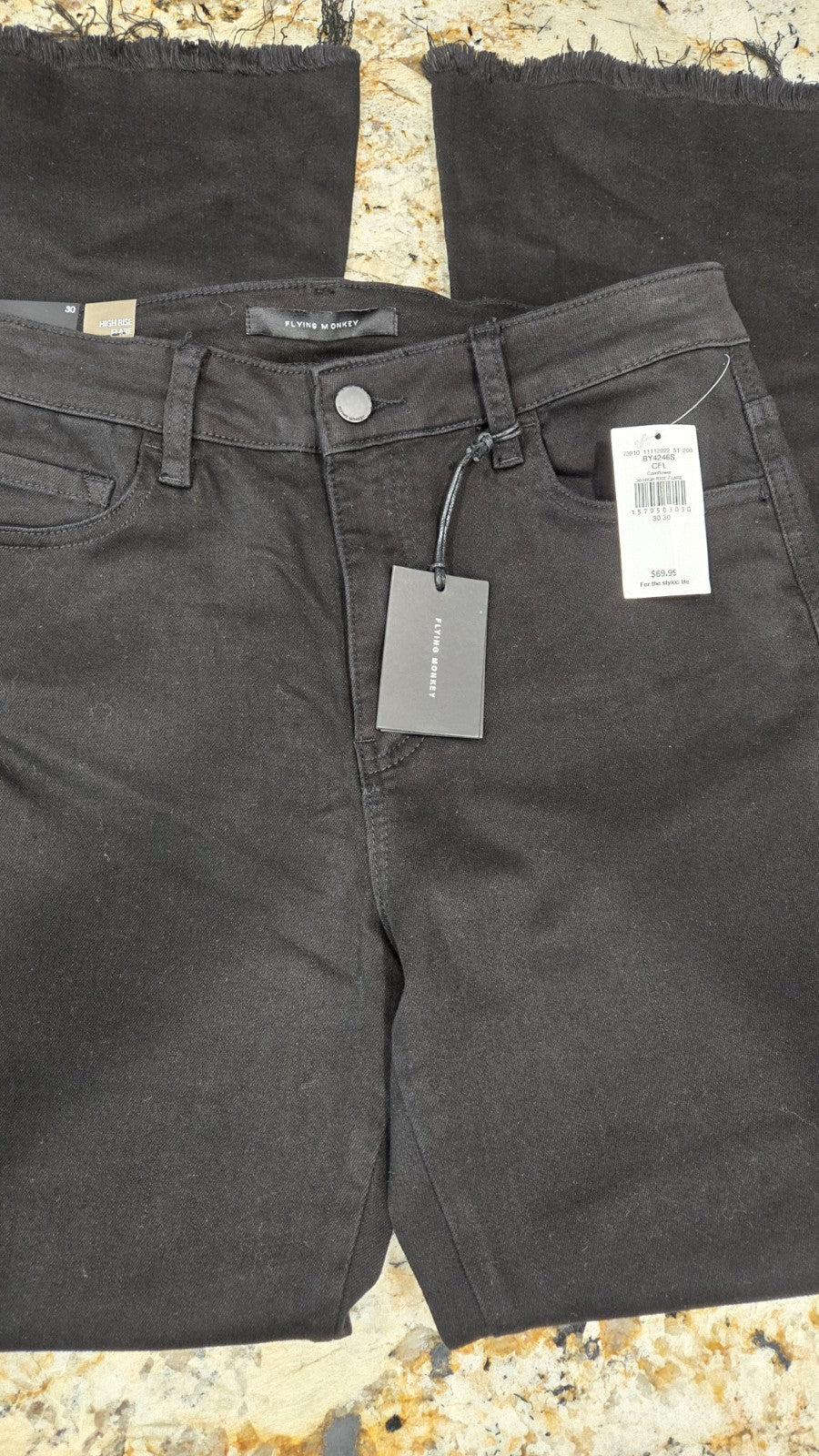 Flying Monkey Jeans 30x30 NWT Black High Rise Flare 0