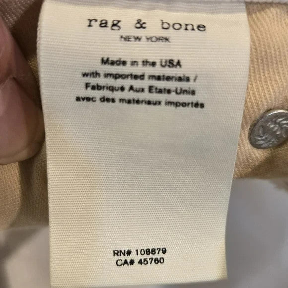 Rag & Bone White Dre Low Rise Slim Boyfriend Cropped Jeans Women's Size 245