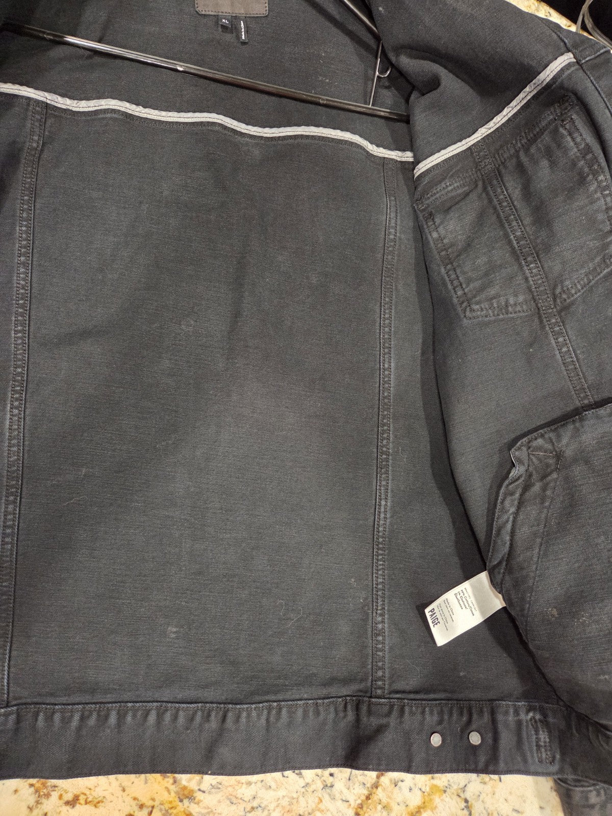 Paige Mens Black Distressed Jean Jacket Size Xl5