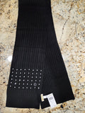 NWT Michael Kors Ribbed Knit Scarf With Silver Logo & Embellishments0