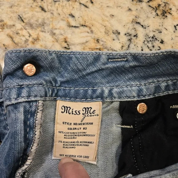 Miss Me Light Blue Denim Shorts with Embellishments Size 31 Mid Rise5