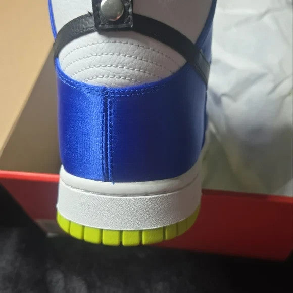NWB Nike Dunk High Blue Satin with White and Black DV2185100 M 10.5 W 122