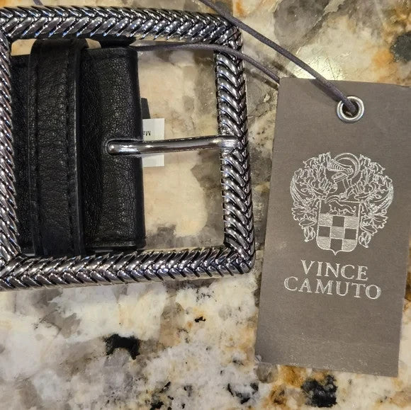Vince Camuto Black Belt with Silver Tone Buckle Size M/L4