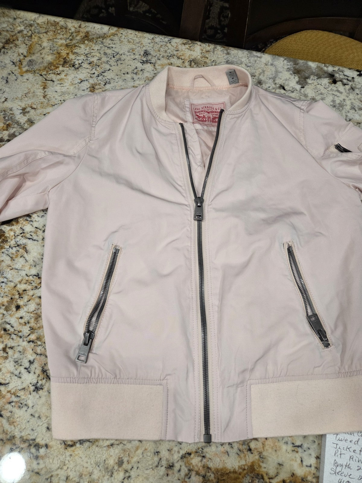 Levi Womens Light Pink Bomber Jacket Size M0