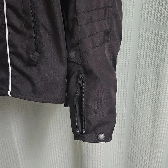 FLY Black Motorcycle Jacket with White Accents Size 13/14 Unisex5