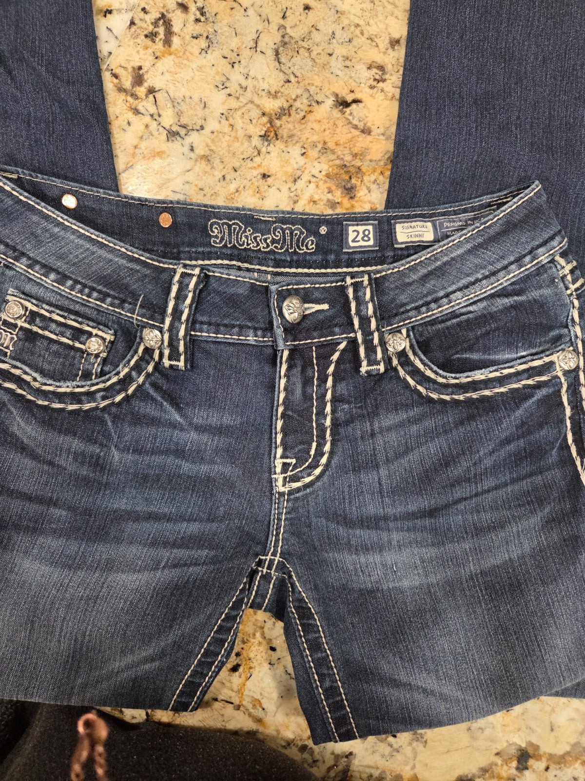 Miss Me Jeans Women 28 Boot Cut Dark Wash Studded Embellishment Rhinestone4