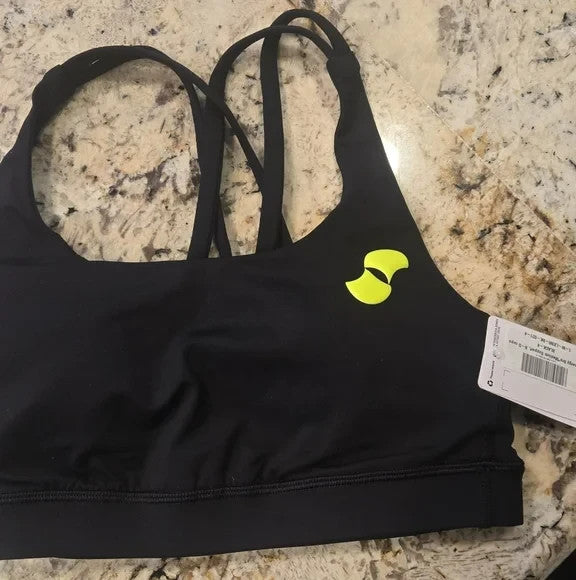 NWT Lululemon Energy Bra Medium Support, B-D Cups with Neon Yellow Accent0
