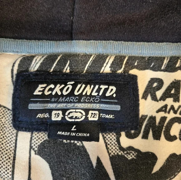 Ecko Unlimited Hoodie Vintage/Y2K Comic Book/Graffiti Print Size L1