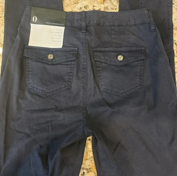 NWT White House Black Market High Rise Slim Ankle Pret-A-Jet Dark Navy Pants0