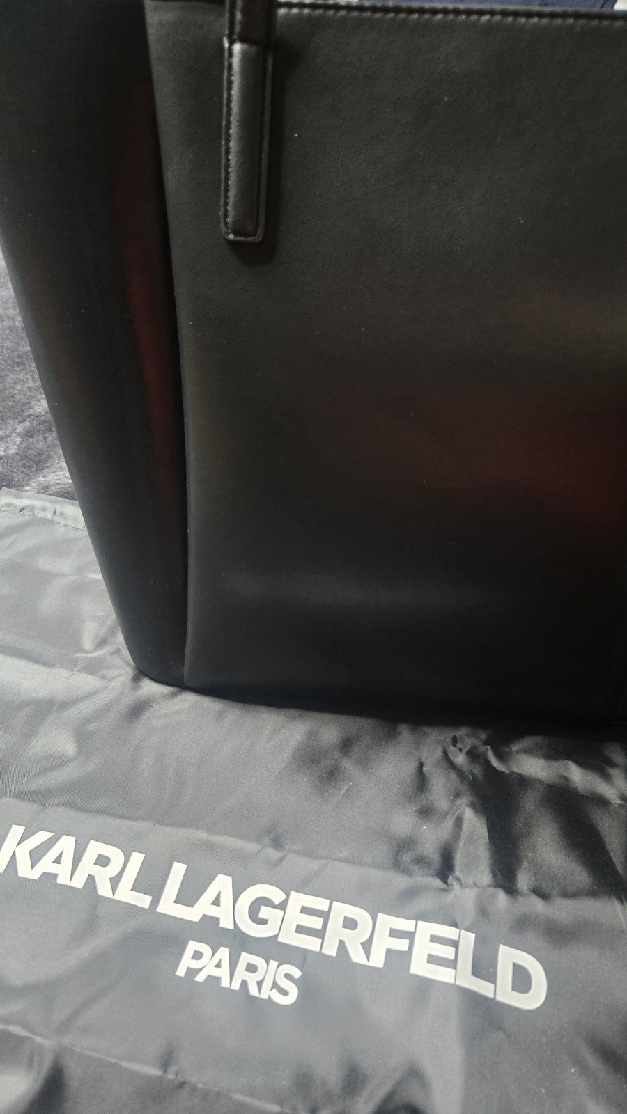 NWT Karl Lagerfield Black Leather Tote "Louise"9