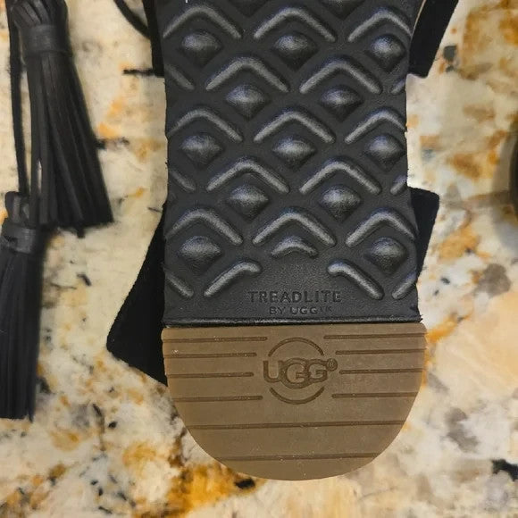 UGG Black and Pink Gladiator Sandals with Tassle Accents Womens Size 84