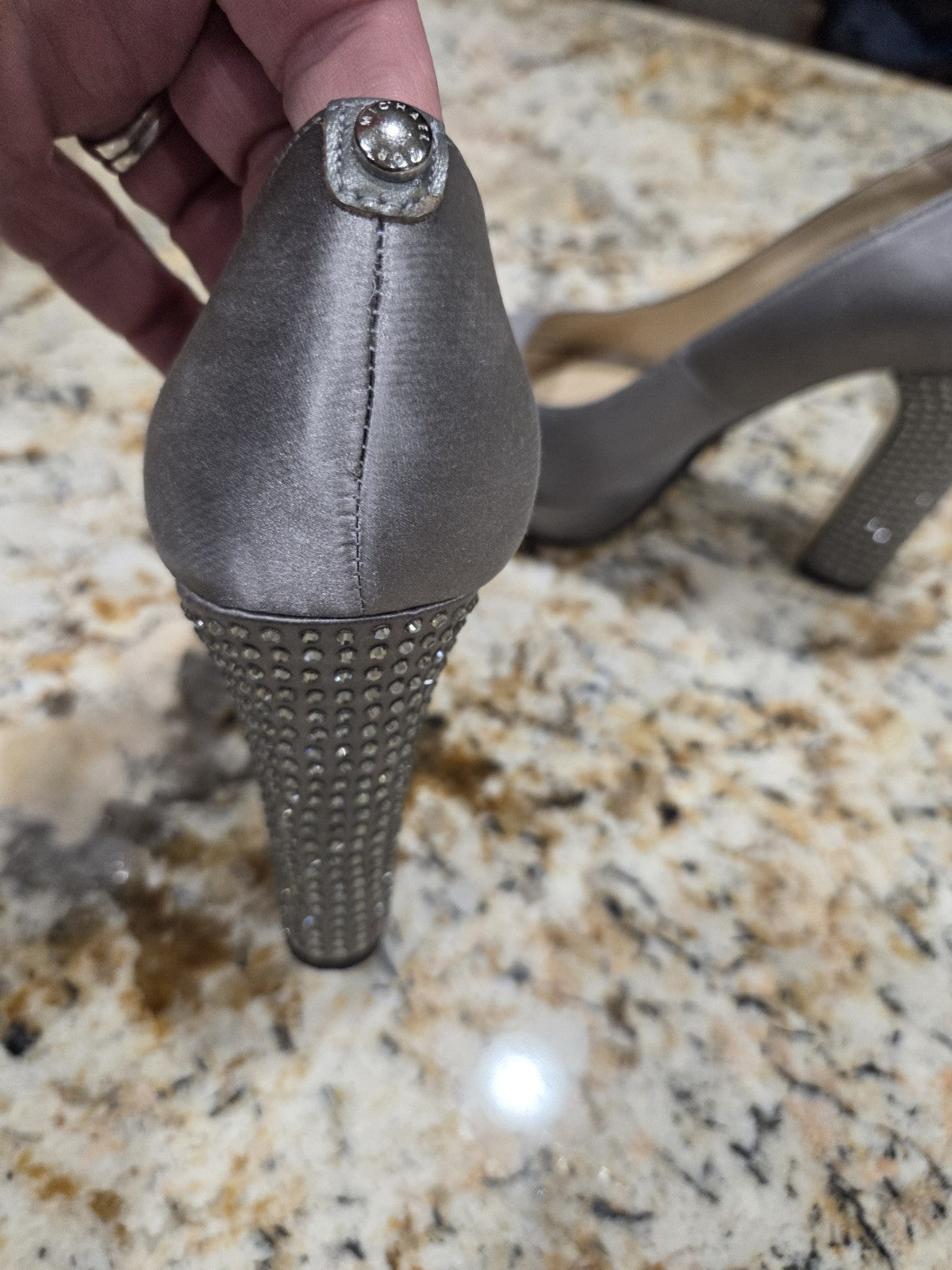 Michael Kors Nadia Party Silver Glitter Platform Pumps Size 8.54