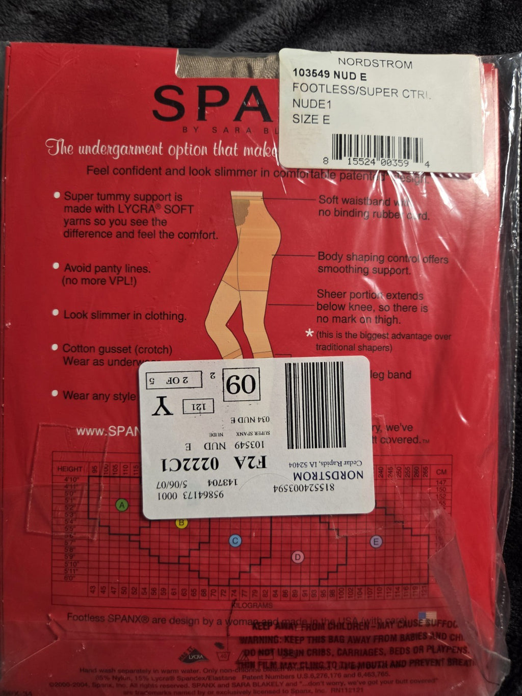 New SPANX Footless Nude 1 SIZE E Super Control BODY SHAPING PANTYHOSE Sty# 034 3