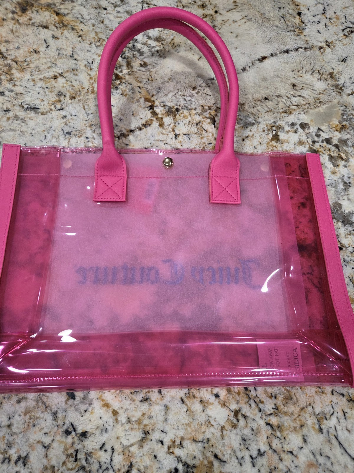 NWT Juicy Couture Neon Pink Clear Tote Bag1