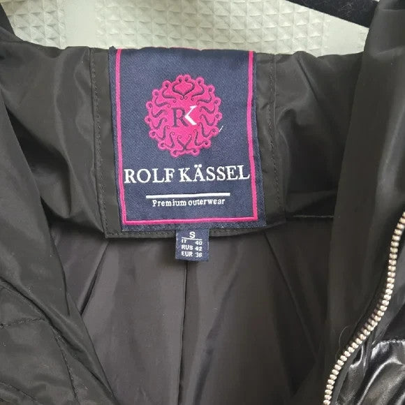 Rolf Kassle Sleek Black Puffer Jacket with Quilted Design Size Small1