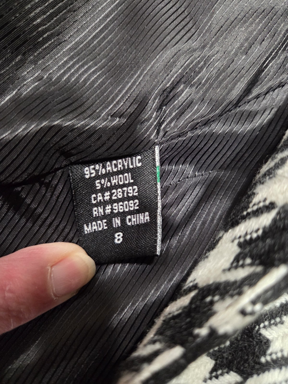 Dalia Black And White Pea Coat With Removable Faux Fur Collar Size 86