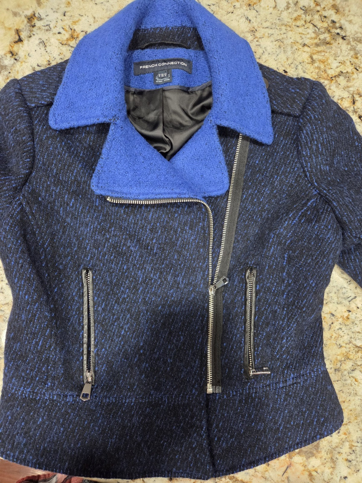 French Connection Tweed Moto Womens Jacket Size 40