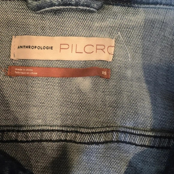 Anthropologie Pilcro Blue Distressed Jean Jacket Women's Size XS1