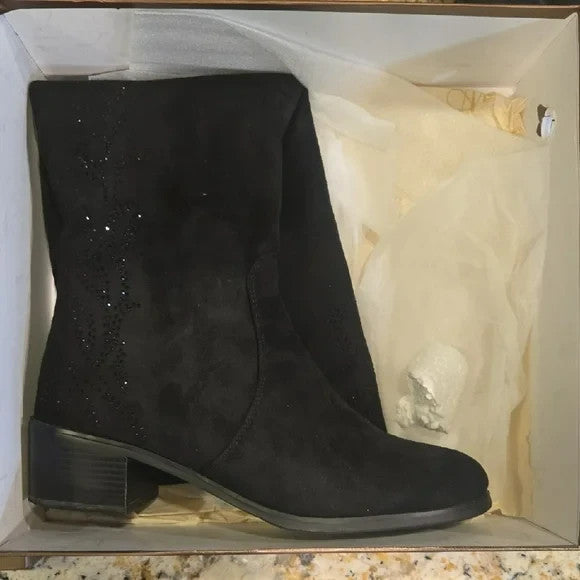 Azura Elegant Black Women's Boots with Black Rhinestones Women's Size 92