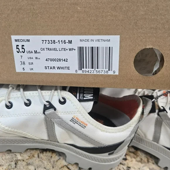 NIB Palladium Travel Lite Waterproof Drawstring Low Top Shoes Size W 7/M 5.59